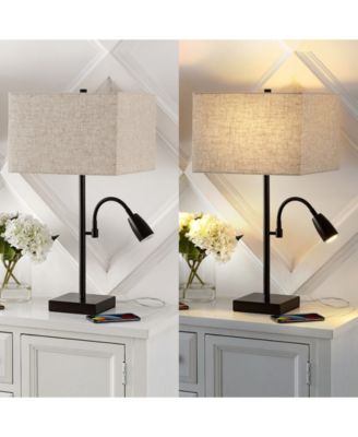 Austin 25.5" 2-Light Farmhouse Industrial Iron LED Table Lamp with USB Charging Port and Adjustable Reading Light, Set of 2