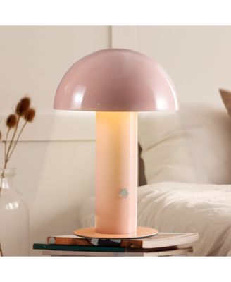 Boletus 10.75" Contemporary Bohemian Rechargeable, Cordless Iron Integrated LED Mushroom Table Lamp