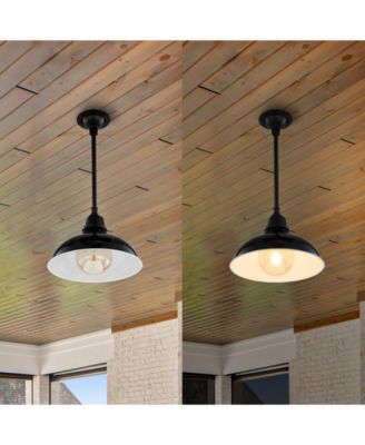 Jasper 12.25" 1-Light Farmhouse Industrial Indoor, Outdoor Iron LED Pendant