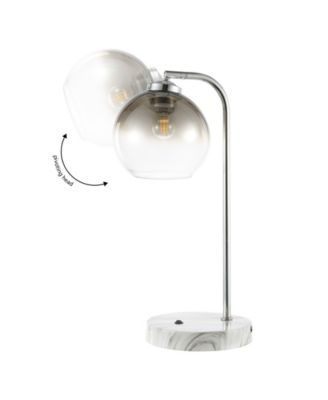 Ada 20" Industrial Contemporary Iron, Glass LED Task Lamp with USB Charging Port