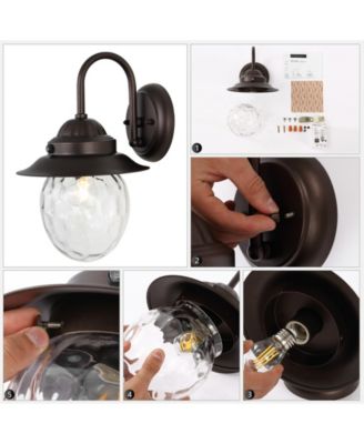 Rodanthe 8.25" 1-Light Farmhouse Industrial Iron, Glass Outdoor LED Sconce