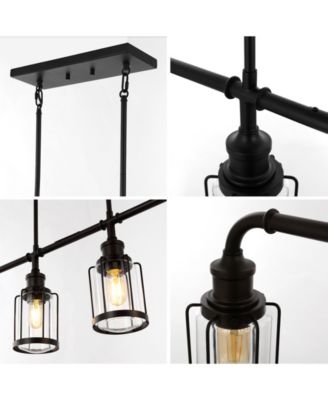 Abbott 34" 4-Light Farmhouse Industrial Iron, Glass Linear LED Pendant