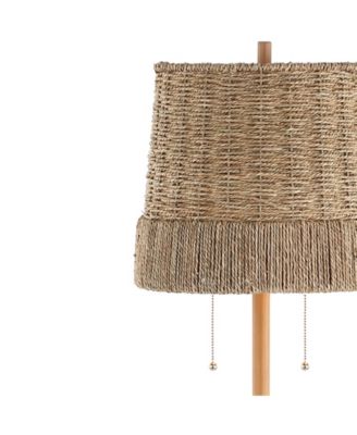 Ocata 61" 2-Light Coastal Bohemian Iron, Rattan LED Floor Lamp with Pull-Chain