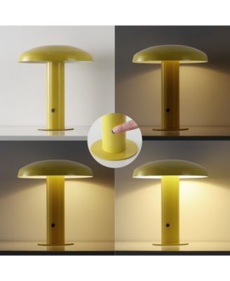 Suillius 11" Contemporary Bohemian Rechargeable, Cordless Iron Integrated LED Mushroom Table Lamp