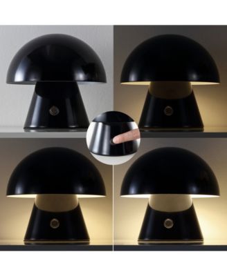 Porcini 7" Contemporary Bohemian Rechargeable, Cordless Iron Integrated LED Mushroom Table Lamp