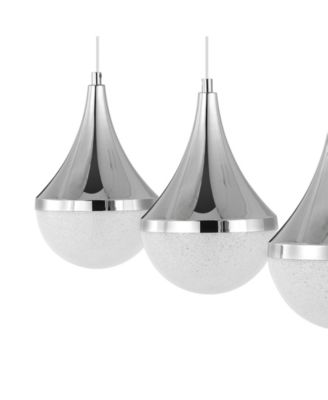 Elyse Teardrop 33" 3-Light Modern Mid-Century Iron, Acrylic Integrated Linear LED Pendant