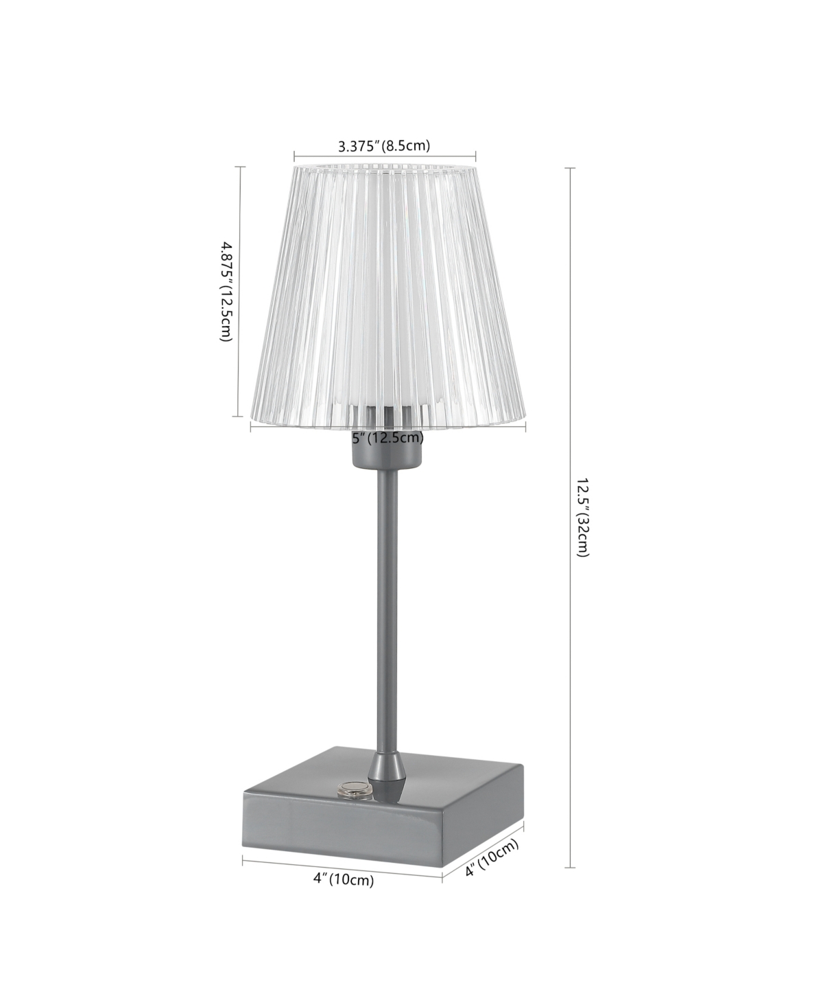 Oscar Modern Industrial Rechargeable, Cordless Iron, Acrylic Integrated Led Table Lamp with Ribbed Shade