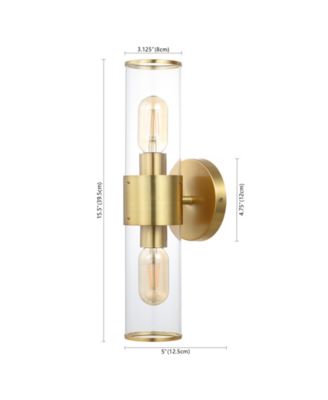 Quinn 15.5" 2-Light Mid-Century Modern Iron, Acrylic LED Sconce