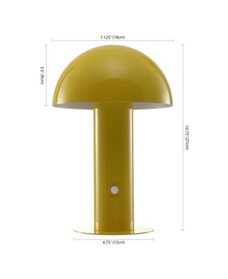 Boletus 10.75" Contemporary Bohemian Rechargeable, Cordless Iron Integrated LED Mushroom Table Lamp