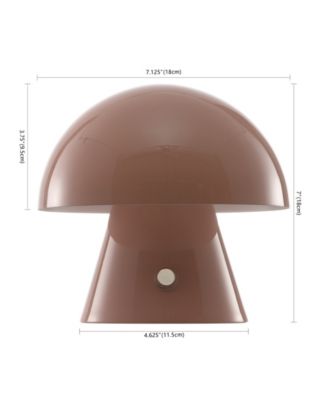 Porcini 7" Contemporary Bohemian Rechargeable, Cordless Iron Integrated LED Mushroom Table Lamp