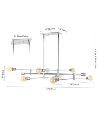 Jonathan Y Ikon 63" 8-Light Mid-Century Modern Arm-Adjustable Iron ...