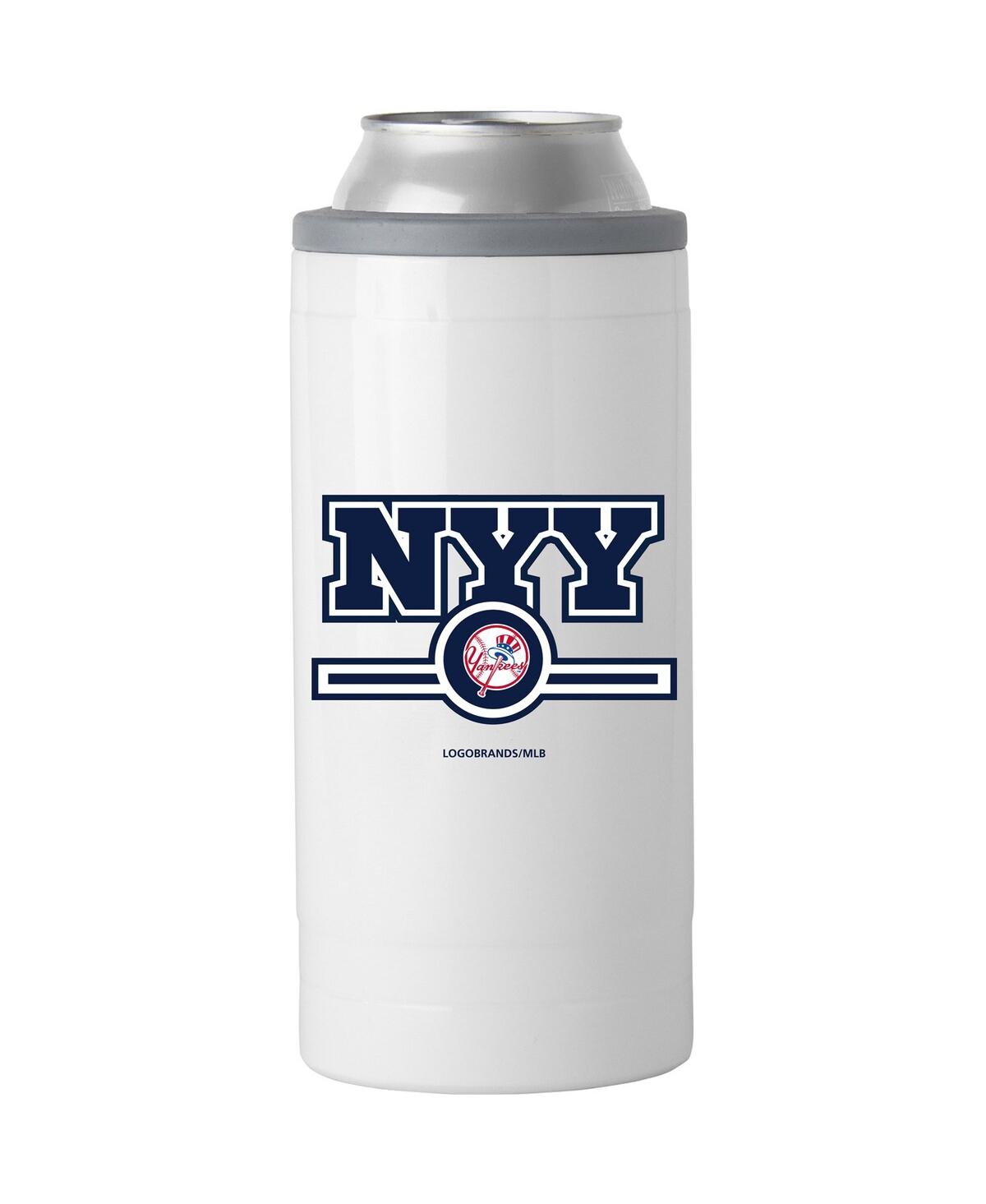 Logo Brands New York Yankees 12 oz Letterman Slim Can Cooler In White