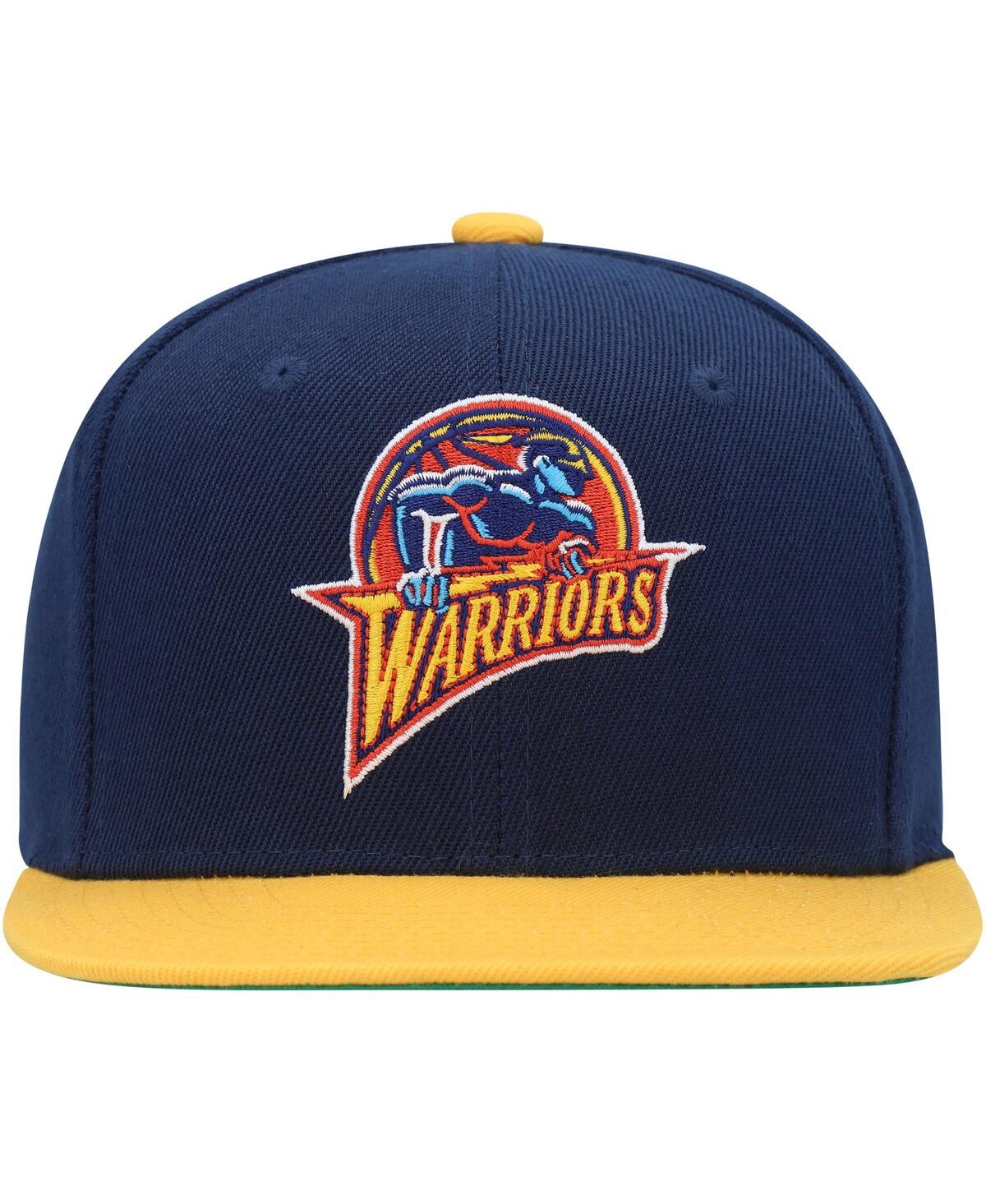 Shop Mitchell & Ness Big Boys And Girls  Navy, Gold Golden State Warriors Two-tone Snapback Hat In Navy,gold