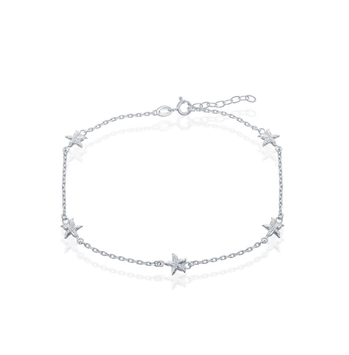 Sterling Silver Starfish Anklet - Silver