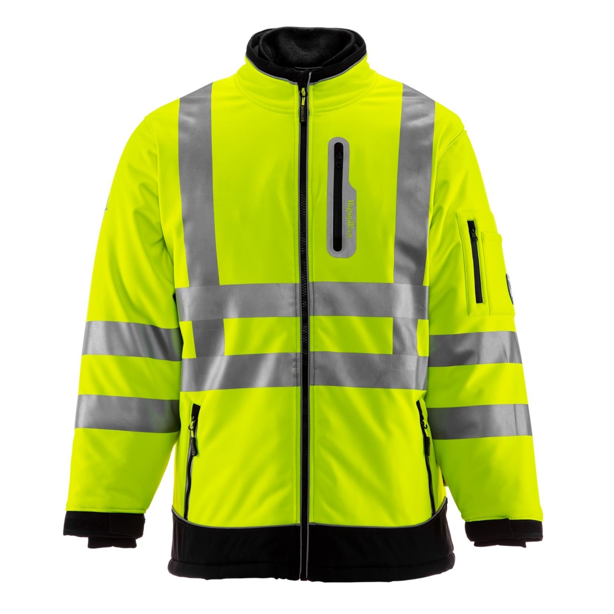 RefrigiWear Big & Tall Insulated HiVis Extreme Softshell Jacket with Reflective Tape -Lime W/ Tape