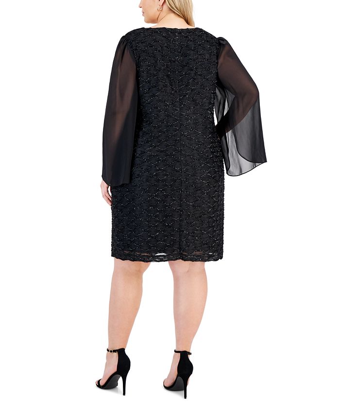 Connected Plus Size Jacquard Tulip-Sleeve Dress - Macy's