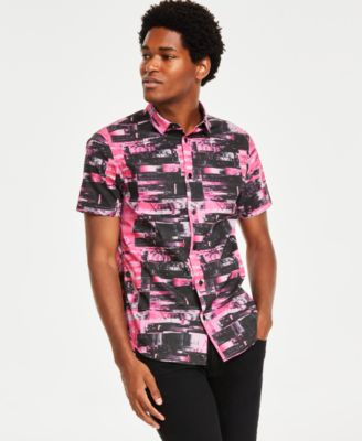 A X Armani Exchange Men s Glitch Print Short Sleeve Shirt Created for Macy s Macy s