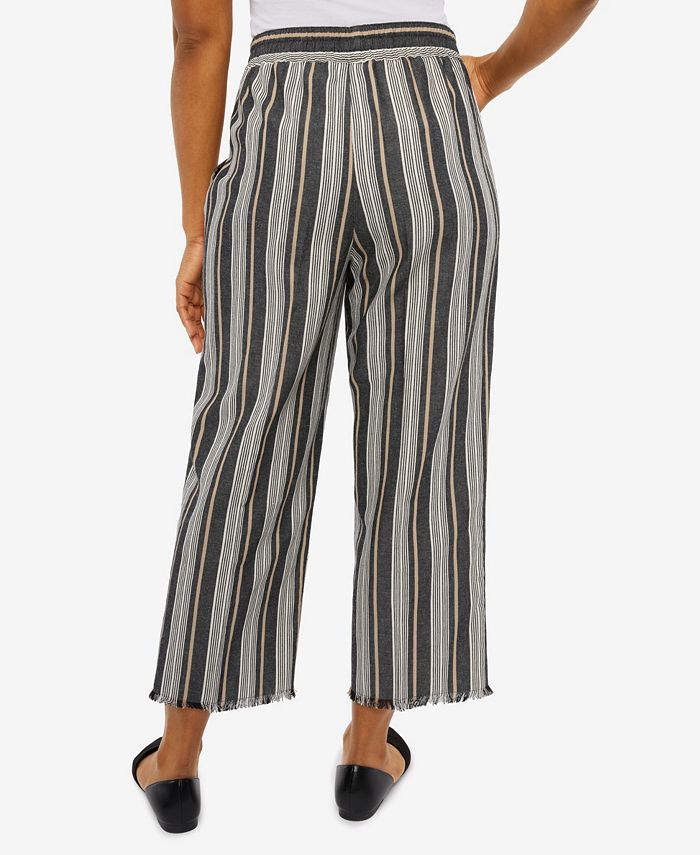 Alfred Dunner Petite Marrakech Stripe Ankle Fringe Pants - Macy's