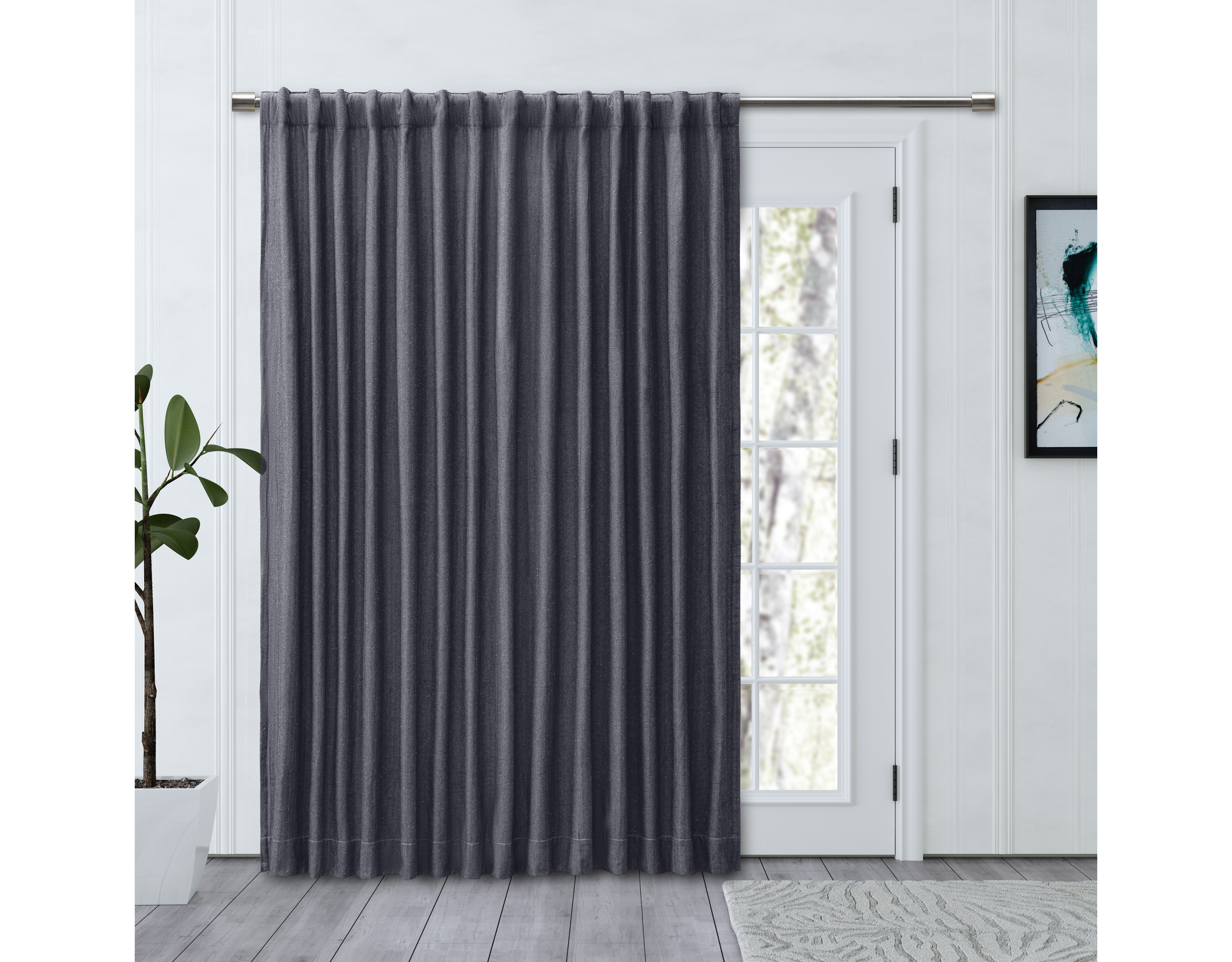 Ricardo Chevron 80C/20P Sustainable Unlined Rod Pocket w/Back Tabs Patio Curtain Panel 96"W x 84"L