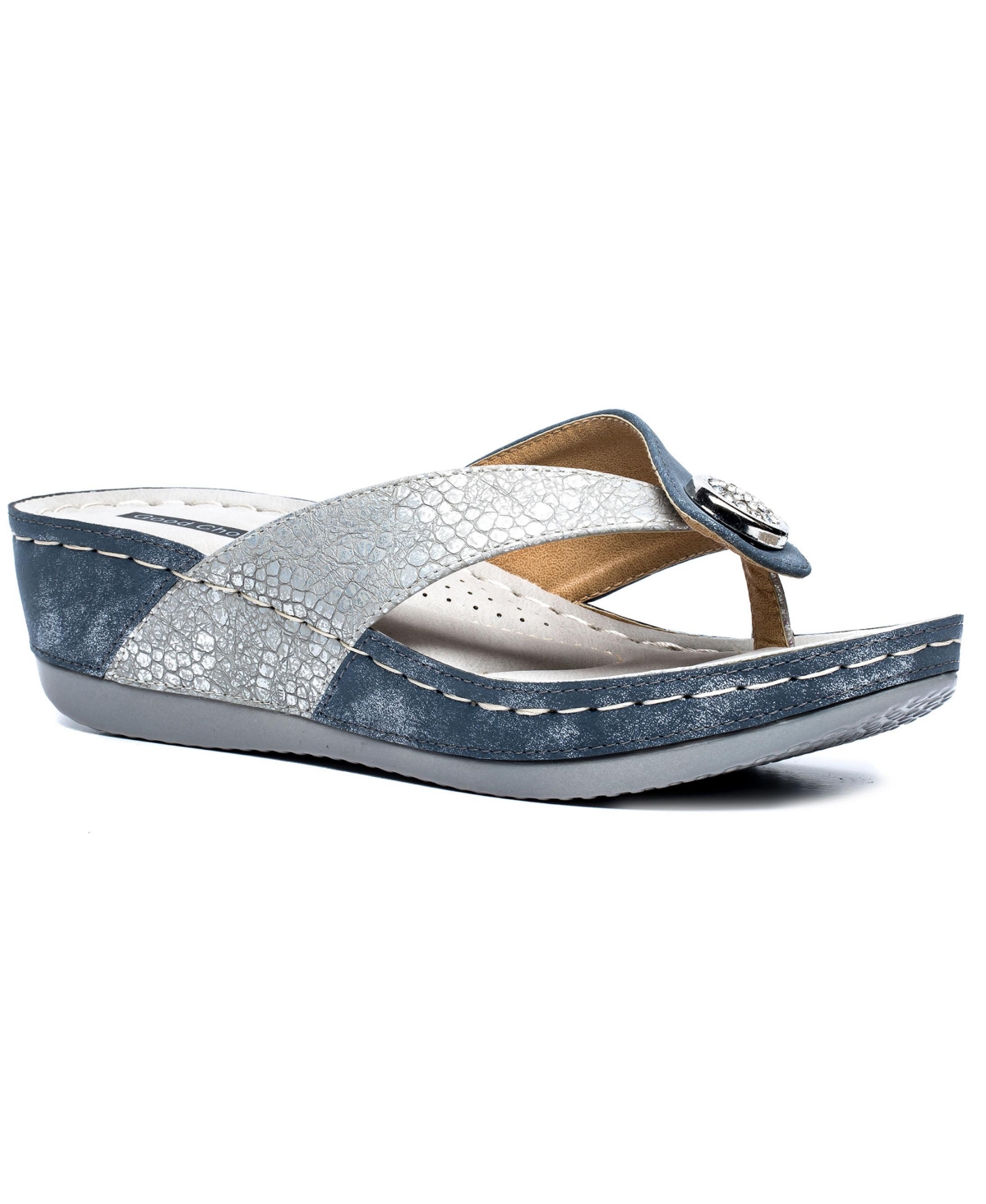 Shop Gc Shoes Women's Dafni Thong Wedge Sandals In Blue