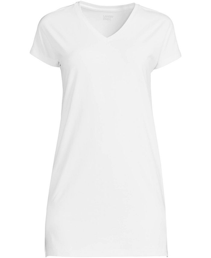 Lands' End Petite Short Sleeve Jersey Extra Long Vneck Tunic Macy's