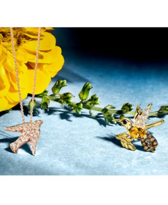 Cinnamon Citrine (1/2 ct. t.w.), Nude Diamonds (1/6 ct. t.w.), Chocolate Diamonds (1/6 ct. t.w.) & Blackberry Diamonds (1/6 ct. t.w.) Hummingbird Ring in 14k Yellow Gold