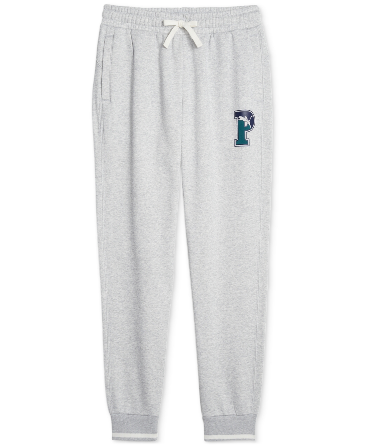 Puma Men's Squad Brushed Fleece Logo Sweatpants In Light Gray Heather