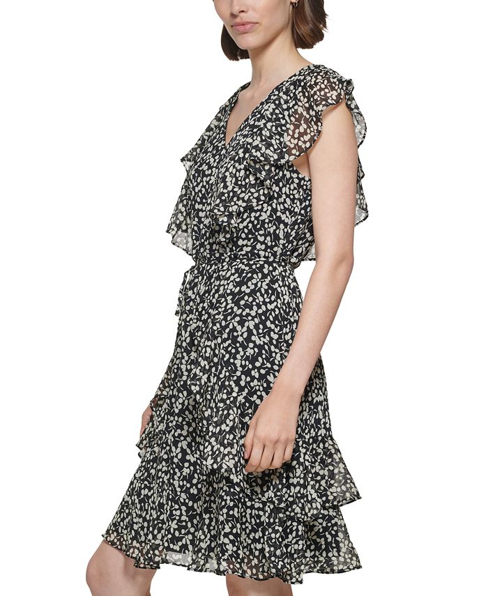 Tommy Hilfiger Women's Floral-Print Ruffled Fit & Flare Dress - Macy's