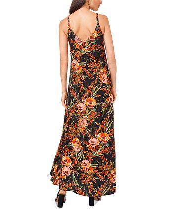 Robe MSK Manches 3/4 Motif Floral Noir - Taille 1X (XL) Occasion Très Bon état