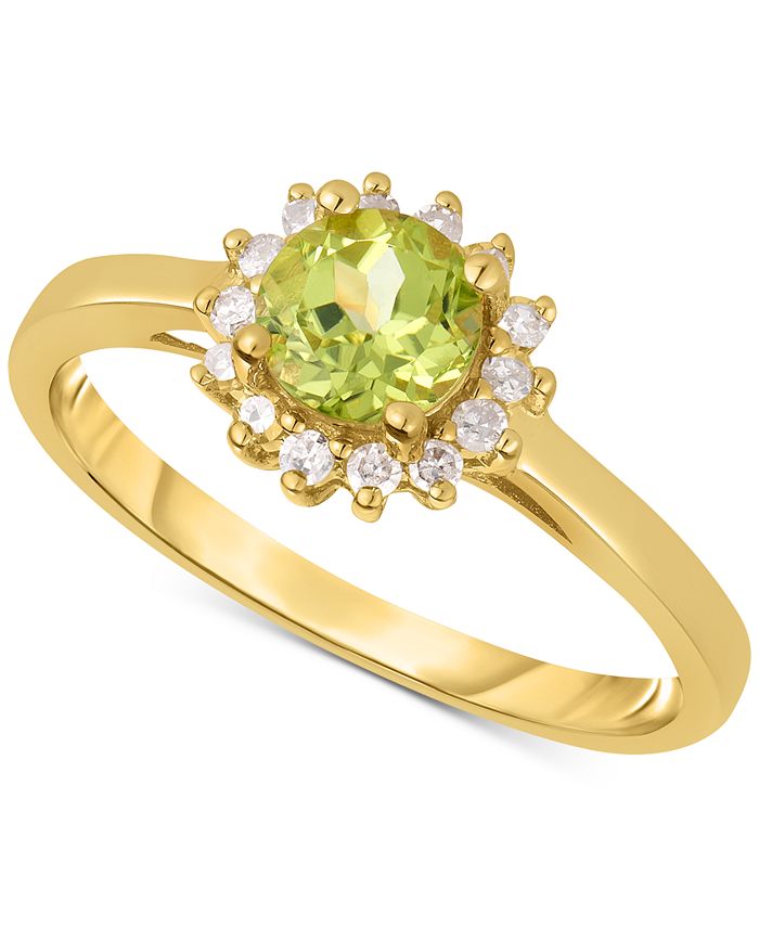 Macy s Peridot 1 2 ct. t.w. Diamond 1 10 ct. t.w. Halo in