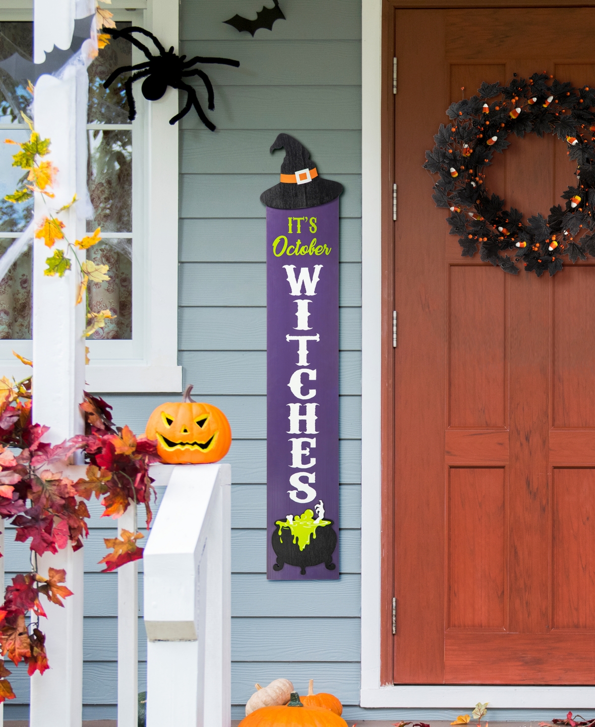 Glitzhome 48" H Halloween Wood Witch Hat Porch Decor