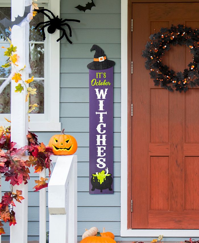Glitzhome 48" H Halloween Wood Witch Hat Porch Decor - Macy's