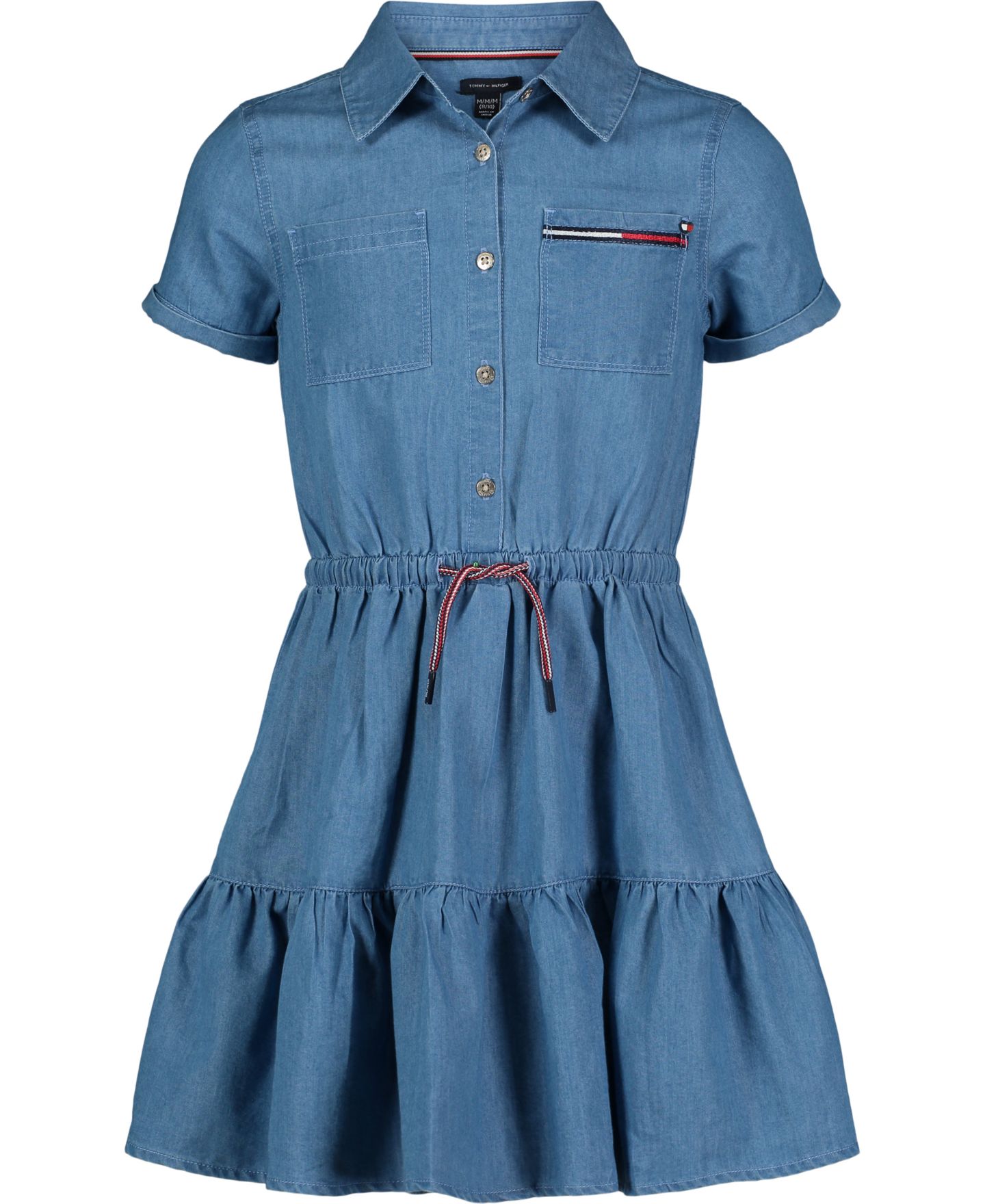 Платье Tommy Hilfiger Lightweight Denim Ruffled Shirtdress для девочек, цвет: Варёный — фото 3