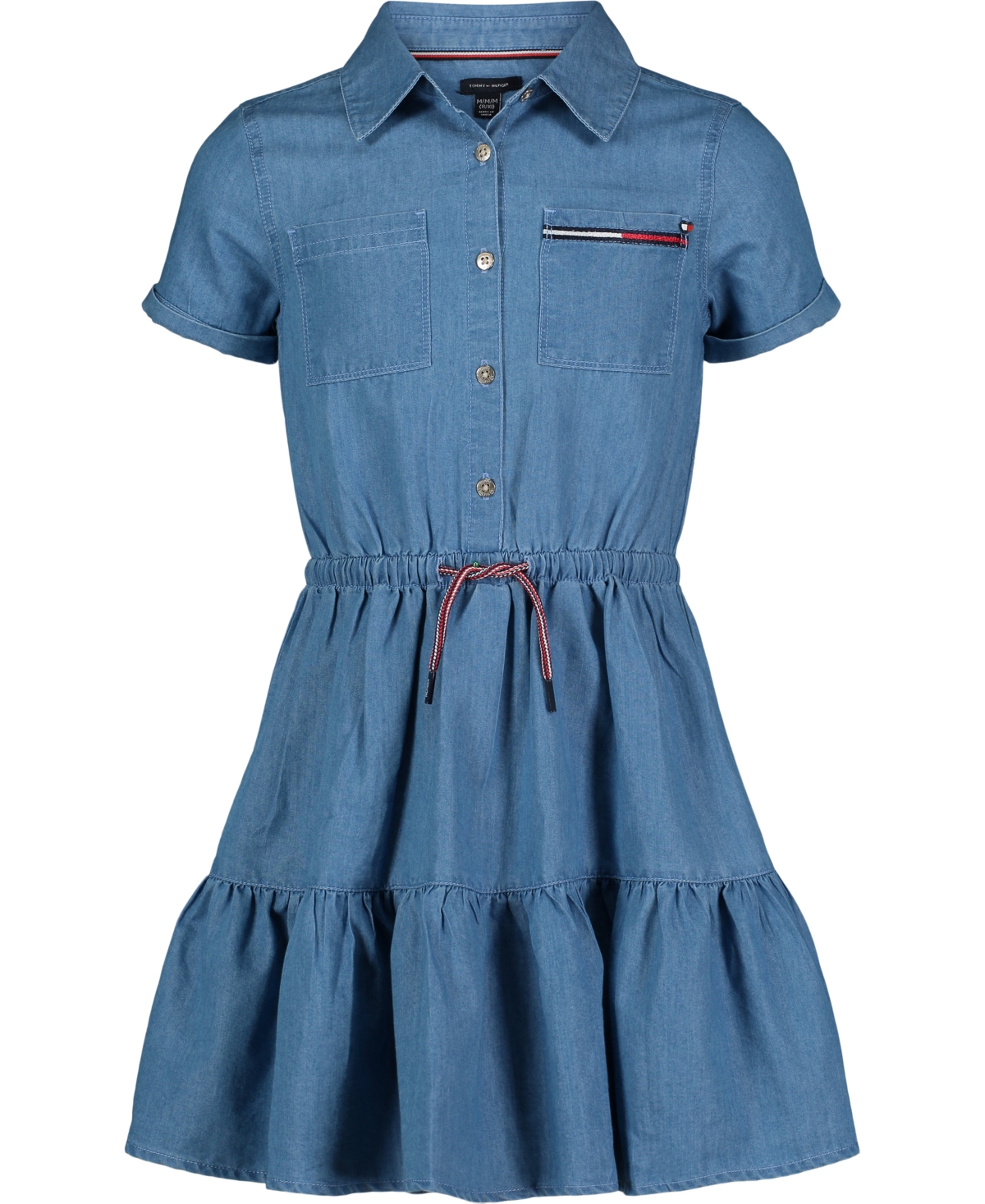 Shop Tommy Hilfiger Toddler Girls Lightweight Denim Ruffled Shirtdress In Highline Wash