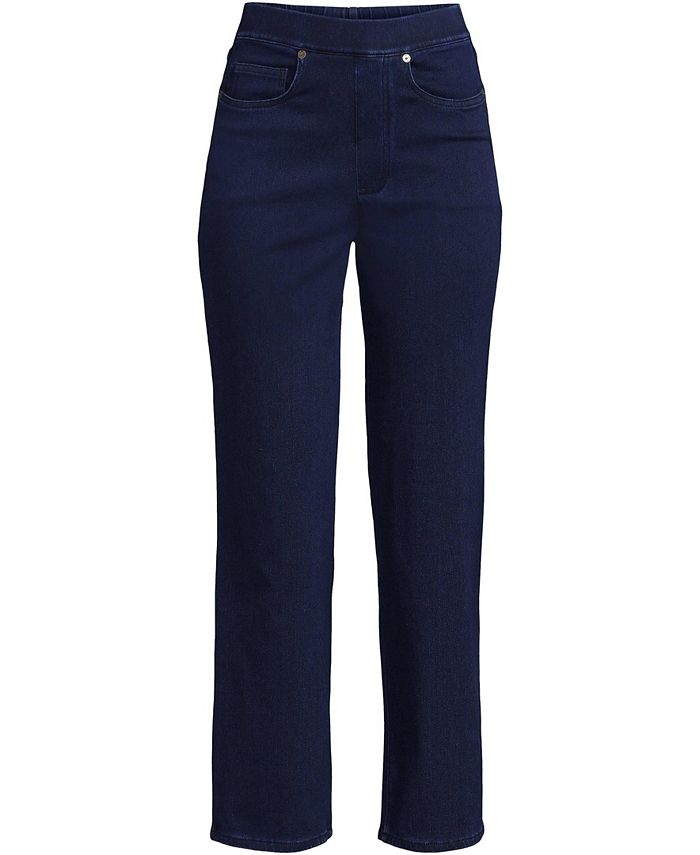 Lands' End Women's Starfish High Rise Knit Denim Straight Crop Jeans