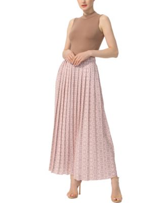 Women's Print Box Pleat Maxi Skirt