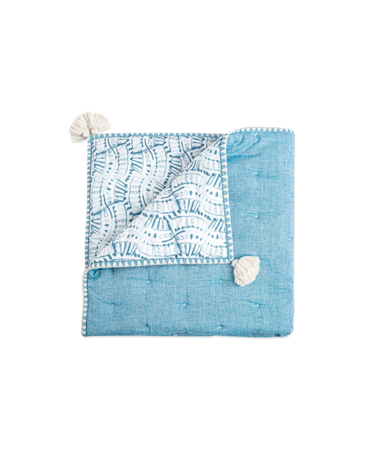 Shop Crane Baby Baby Boys Chambray Caspian Quilted Blanket In Blue
