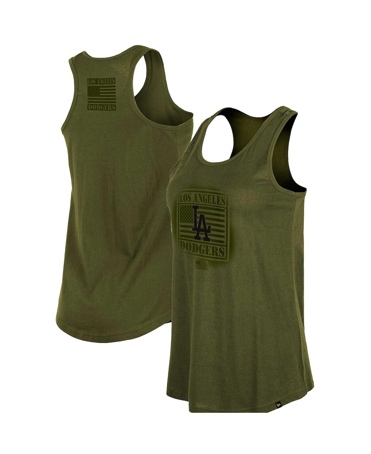 NEW ERA WOMEN'S NEW ERA OLIVE 2023 LOS ANGELES DODGERS ARMED FORCES DAY RACERBACK TANK TOP 