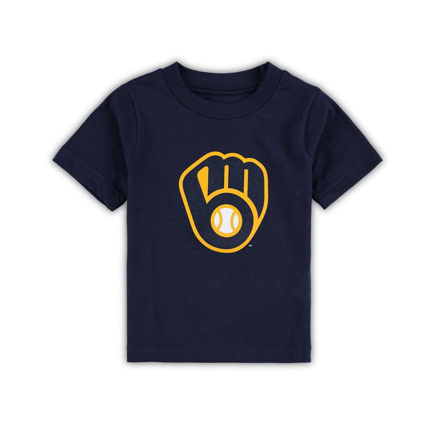Infant Boys and Girls Navy Milwaukee Brewers Team Crew Primary Logo T-shirt