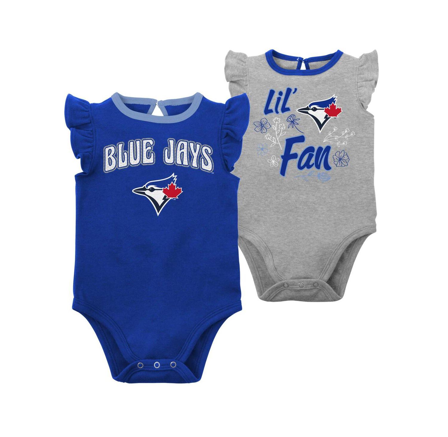 Newborn and Infant Boys and Girls Royal, Heather Gray Toronto Blue Jays Little Fan Two-Pack Bodysuit Set