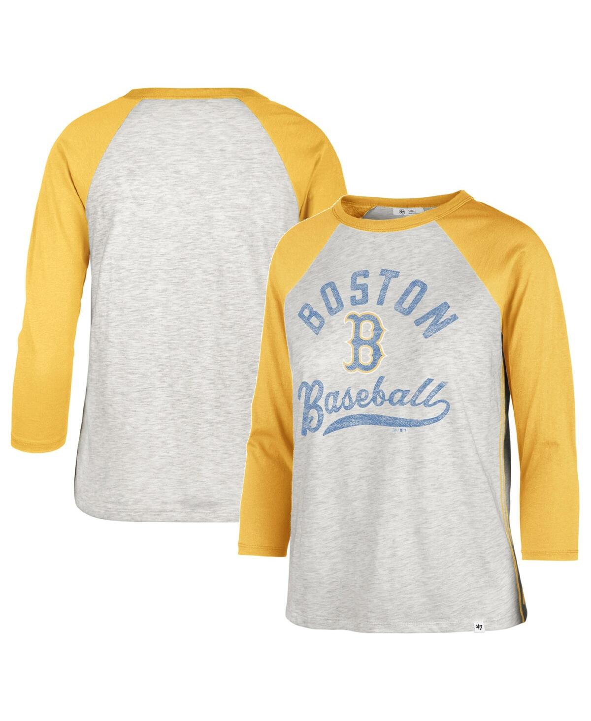 47 Brand Women's ' Gray Boston Red Sox City Connect Retro Daze Ava Raglan 3/4-sleeve T-shirt