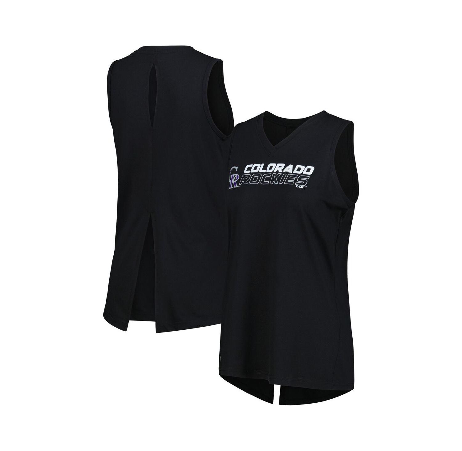 Women's Black Colorado Rockies Paisley Chase V-Neck Tank Top