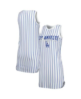 Women's White Los Angeles Dodgers Reel Pinstripe Knit Sleeveless Nightshirt