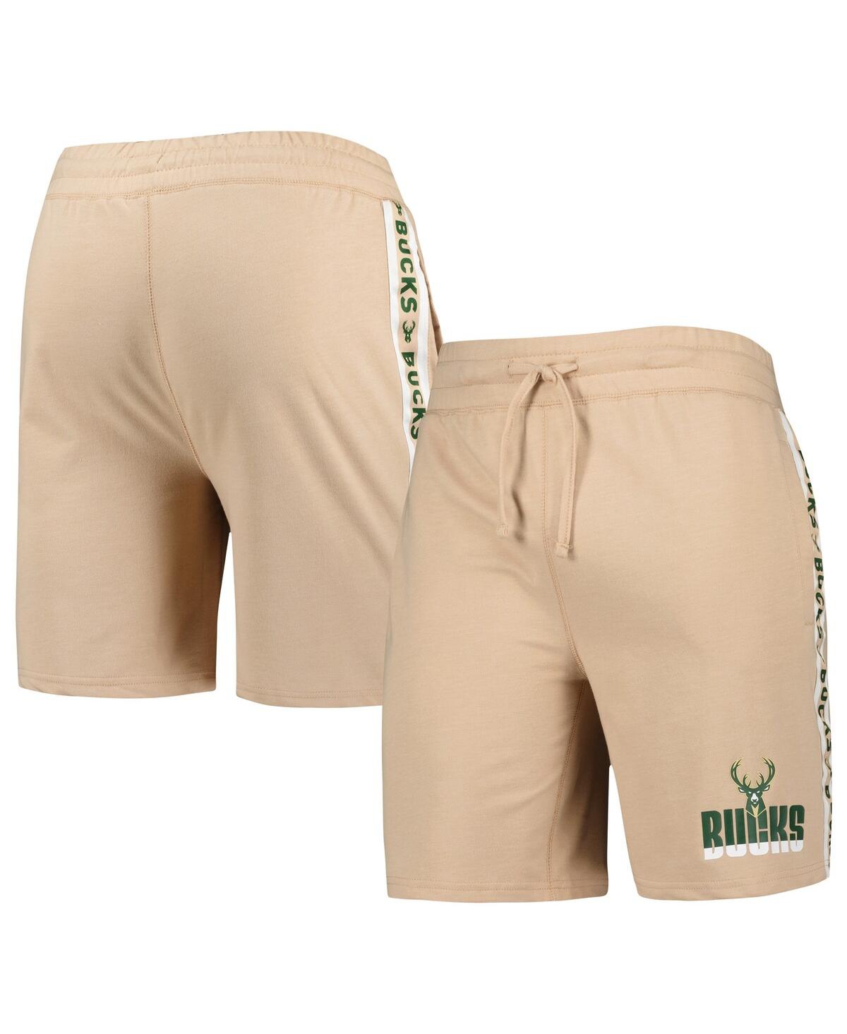 Men's Concepts SportMilwaukee Bucks Team Stripe Shorts - Tan