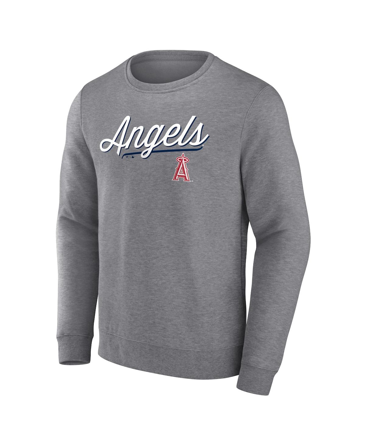 Shop Fanatics Men's  Heather Gray Los Angeles Angels Simplicity Pullover Sweatshirt