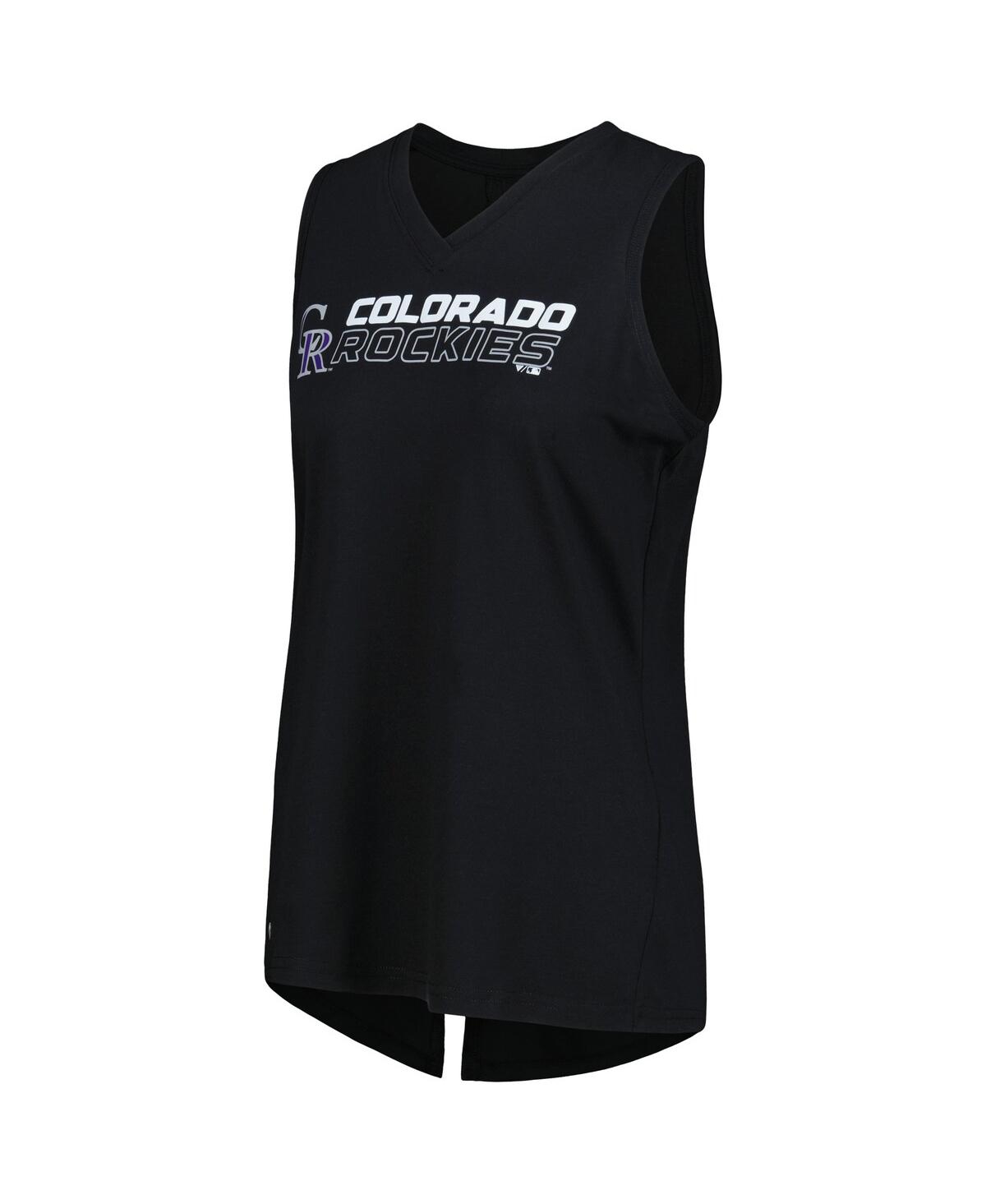Shop Levelwear Women's  Black Colorado Rockies Paisley Chase V-neck Tank Top