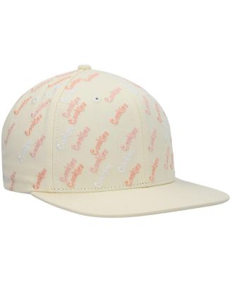 Men's Cream Triple Beam Allover Print Snapback Hat