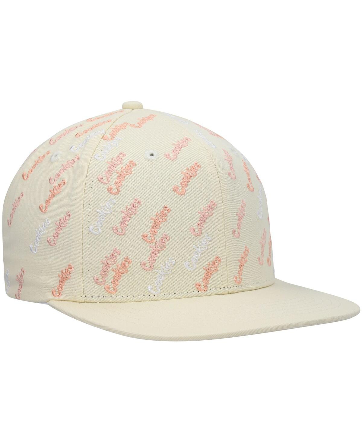 Shop Cookies Men's  Cream Triple Beam Allover Print Snapback Hat