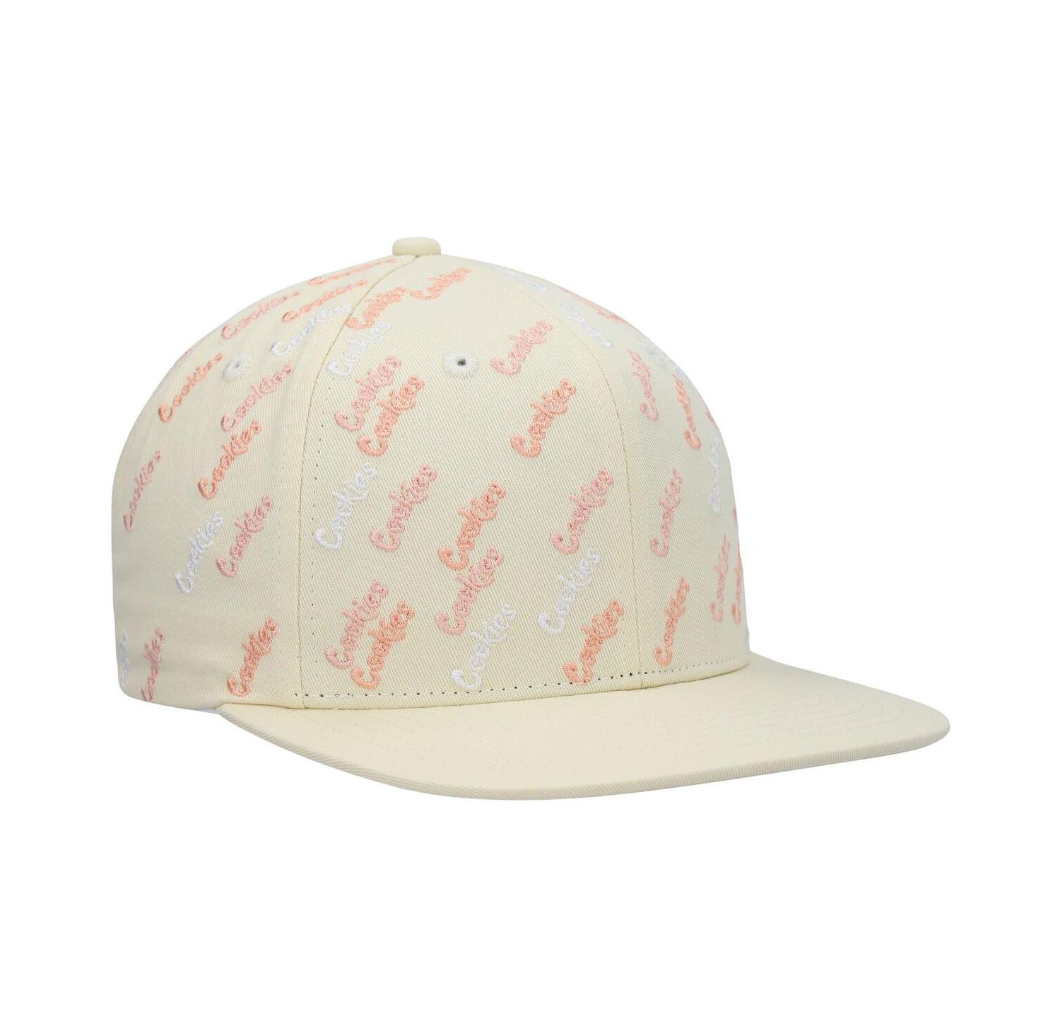Men's Cream Triple Beam Allover Print Snapback Hat