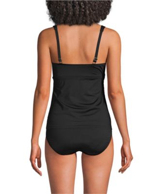 Women's Tummy Control V-Neck Wrap Underwire Tankini Swimsuit Top